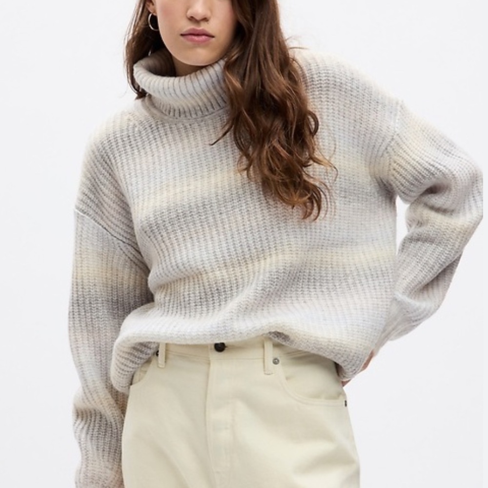 GAP Cream Multi Shaker-Stitch Turtleneck Sweater